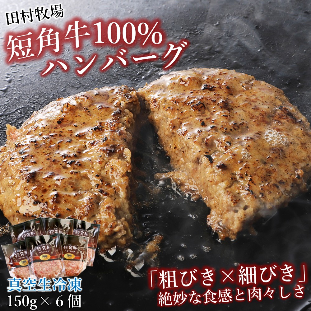 田村牧場 短角牛100%ハンバーグ 150g×6個セット（冷凍 いわて 短角牛 牛肉 牛 国産 肉汁 たっぷり ギフト 冷凍 ジューシー キャンプ BBQ 煮込み 贈りもの ご褒美 プレゼント）