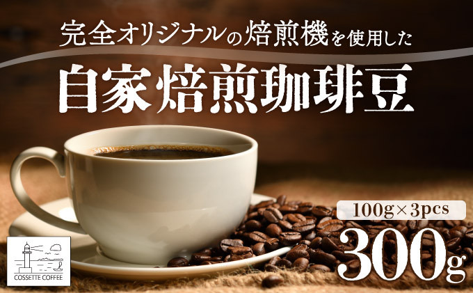 
【選べる組み合わせ】自家焙煎 コーヒー豆 100g×3個セット 300g
