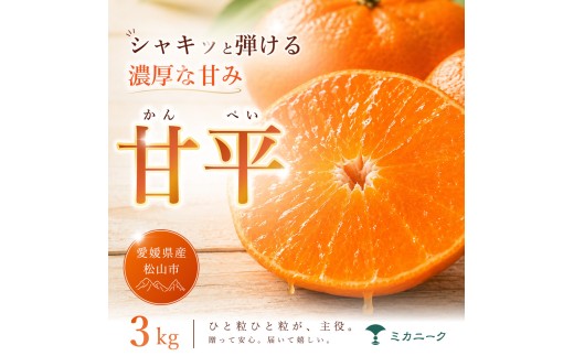 【急いで確保】 シャキッと果肉 【甘平】 3kg 愛媛県産 【2027年1月下旬頃から順次発送】 | みかん ミカン mikan 蜜柑 訳ありフルーツ 柑橘 果物 おすすめ 高級 お勧め 愛媛三大高級柑橘 ( 紅まどんな せとか 甘平 ) お取り寄せ ギフト 愛媛県 松山市