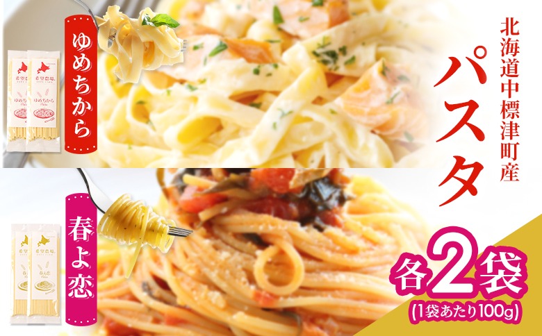 北海道中標津町産「春よ恋」パスタ・「ゆめちから」パスタ 各2袋（合計4袋）【82005】