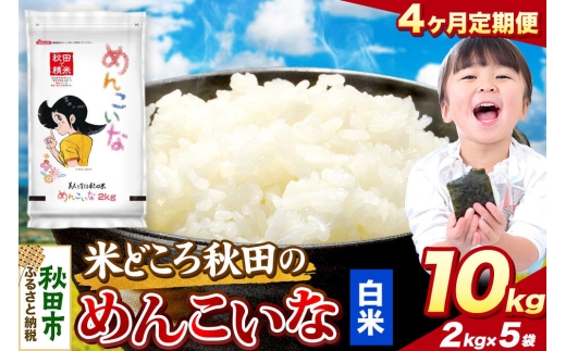 米《定期便4ヶ月》めんこいな【白米】 米どころ秋田県産 令和7年産 精米 10kg（2kg×5袋） [米 お米 こめ 白米 精米 ブランド米 小分け ご飯 ごはん 米どころ 秋田県産 2kg袋]