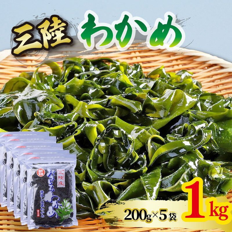 【ふるさと納税】 おさしみわかめ 1kg 200g×5袋 湯通し塩蔵わかめ ワカメ 海鮮 海藻 魚貝類 魚介類 小分け 刺身 刺し身 さしみ おさしみ みそ汁 スープ 酢の物 三陸産 岩手県 大船渡市