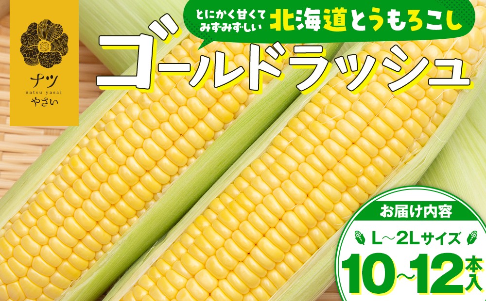 
                  【先行受付】R8年産 トウモロコシ（ゴールドラッシュ） 10〜12本 ピンクの八百屋〜ナツやさい〜 | 北海道津別町
                
