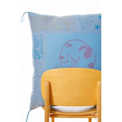 ふるさと納税 富士吉田市 小さな座布団 ひるねのねこシリーズ まる丸ねこ ブルー 茶席判 43x47cm 日本製 |  | 02
