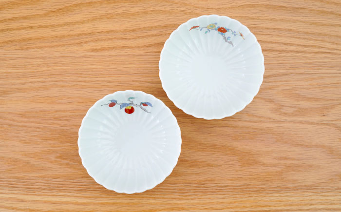 【波佐見焼】花しのぎ 錦小鉢 2柄 セット 柿・菊【団陶器】 [PB207]