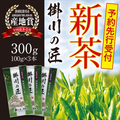 
                  <2026年新茶・先行受付>高級掛川茶「掛川の匠」100g×3本セット　お茶の葛野　5月上旬発送予定【1721736】
                