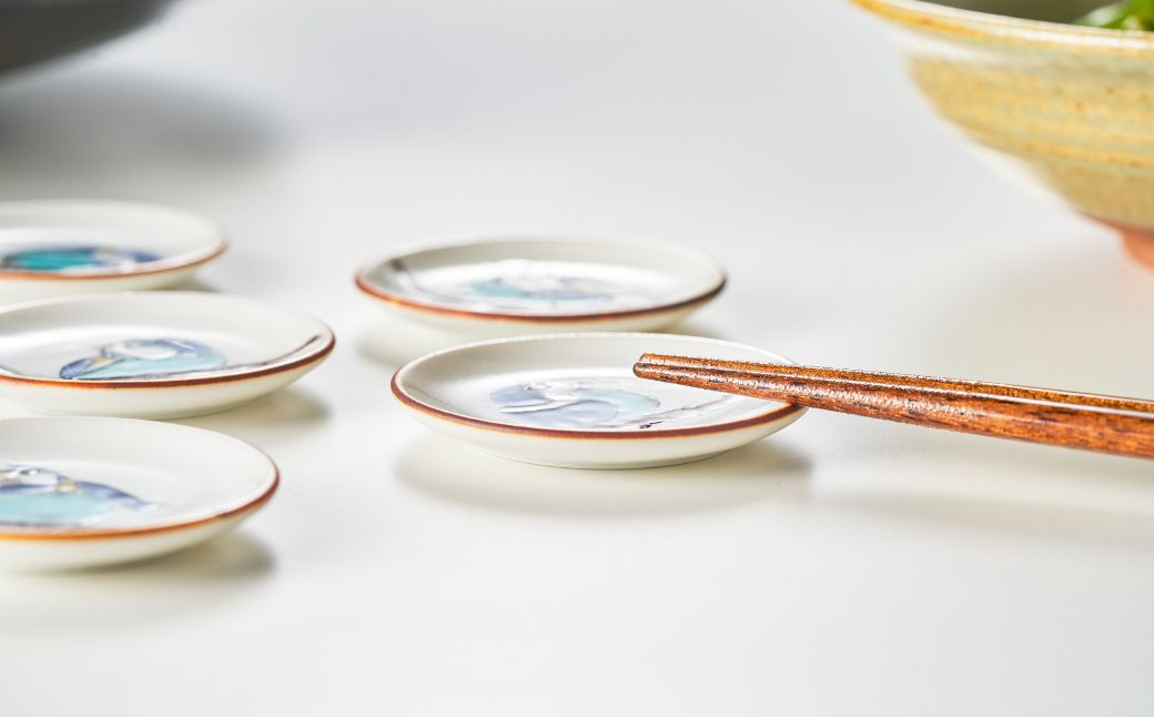 姫皿 はしおき 山雀 5枚セット 九谷焼｜石川県 小松市 打田平太郎商店