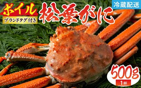 【冷蔵】 【ボイル】 松葉ガニ 500g 1杯／蟹 ズワイガニ 浜坂漁港 タグ付き 無添加 日本海 魚介類 新鮮 塩茹で 上品な甘み 海鮮 海の幸 かに 国産