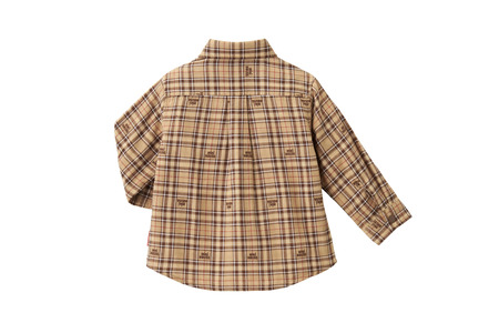 【ミキハウス】長袖シャツ 子供用　ベージュ・110サイズ（55-26-B-110）こども 子ども服 子ども 子供 子供服 播州織 シャツ mikihouse ミキハウス
