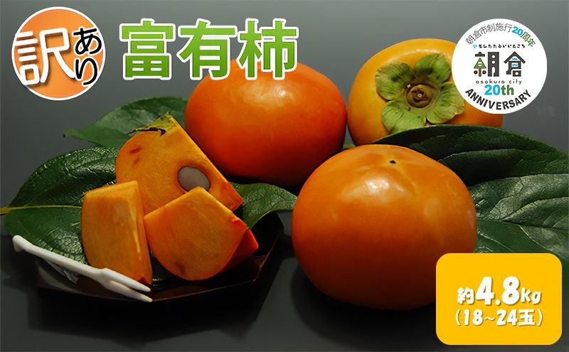 訳あり 柿 富有柿 約4.8kg 18～24玉 配送不可 離島 果物 フルーツ 秋の味覚 旬 デザート 果実 柿の王様 甘柿 代表品種 朝倉の柿 おやつ 