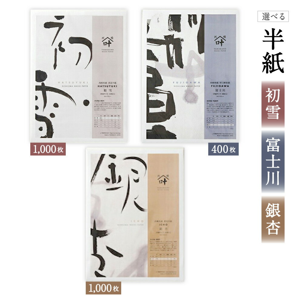 【ふるさと納税】＜選べる種類・内容量＞ 半紙 初雪 / 富士川 / 銀杏 計1,000枚（100枚入×10セット） / 計400枚（40枚入×10セット） 242mm×333mm 画仙紙 書道 書道半紙 書道用品 習字 練習 文房具 文具 小物 雑貨 山梨県 身延町 送料無料