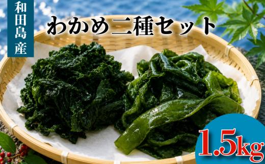 わかめ 二種 セット 汐わかめ 茎わかめ 1.5kg  ワカメ 海藻 海産物 海藻サラダ 味噌汁 みそ汁 佃煮 キンピラ 酢のもの 和えもの 煮もの 小分け お徳用 大容量 コリコリ 食感  味噌汁 ごはん 夕飯 おかず サラダ 徳島県 小松島市