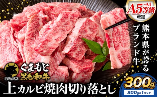 牛肉くまもと黒毛和牛 上 カルビ 焼肉 切り落とし 300g 《30日以内に出荷予定(土日祝除く)》熊本県 荒尾市 上カルビ 焼肉用 黒毛和牛 焼肉 肉 お肉 和牛 A5 A4 300g 小分け