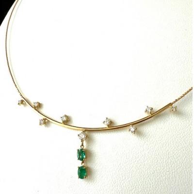 ふるさと納税 山梨県 K18 エメラルド ダイヤモンド ネックレス