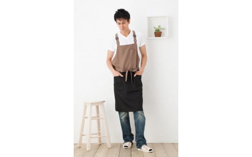 【ブラック】バイカラーメンズエプロン