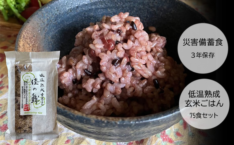 災害備蓄食 『低温熟成玄米ごはん 佳の舞』 75食セット 天然由来の原材料のみ使用、保存料・着色料無添加 兵庫県 洲本市 淡路島
