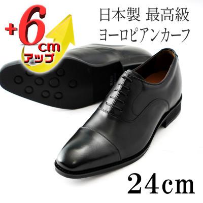 ふるさと納税 大和郡山市 ヨーロピアンカーフ 6cmアップシークレットシューズ ビジネス No.CA1301 黒 24cm