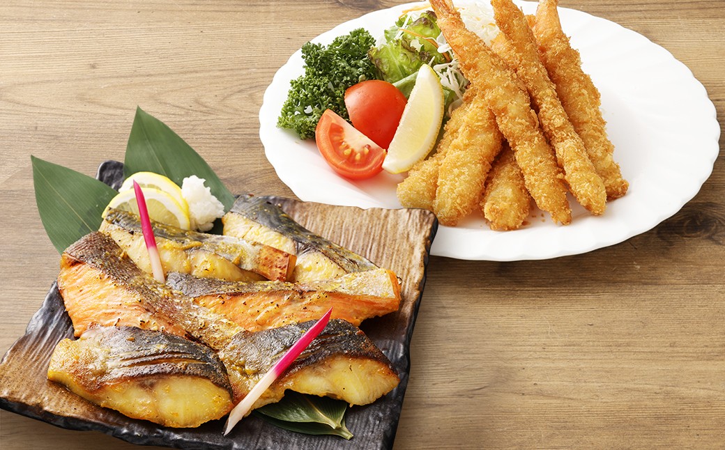 磯鷸之庄 魚の西京漬け 計6切 （3種×各2切入） ・エビフライ （12本入） のギフトセット