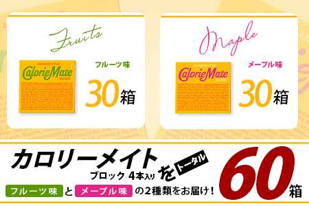 【大塚製薬】カロリーメイトブロック4本入り フルーツ味30箱＋メープル味30箱［徳島 那賀 カロリーメイト フルーツ メープル ビタミン ミネラル たんぱく質 脂質 糖質 5大栄養素 バランス栄養食 栄養補給 仕事 勉強 スポーツ 防災 災害 地震 非常食 常備食 備蓄 受験 受験応援 新生活 大塚製薬］【MS-4-9】