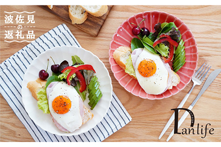 【波佐見焼】花しのぎ ペア 大皿 プレート (白鼠・薄赤) 食器 皿 【団陶器】 [PB79] 波佐見焼