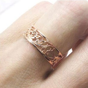 【K18PG】地金 透かし リング アラベスク アンティーク 指輪 lr653k18pg