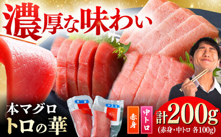 対馬産 本マグロ 200g（赤身100g、中トロ100g） ≪対馬市≫【桐谷商店】 トロの華 対馬 新鮮 マグロ 赤身 トロ 鮪 刺身[WAQ059]