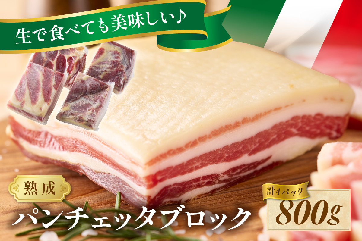 パンチェッタブロック（豚バラ肉の塩漬け）　約200g×4袋　NI00022