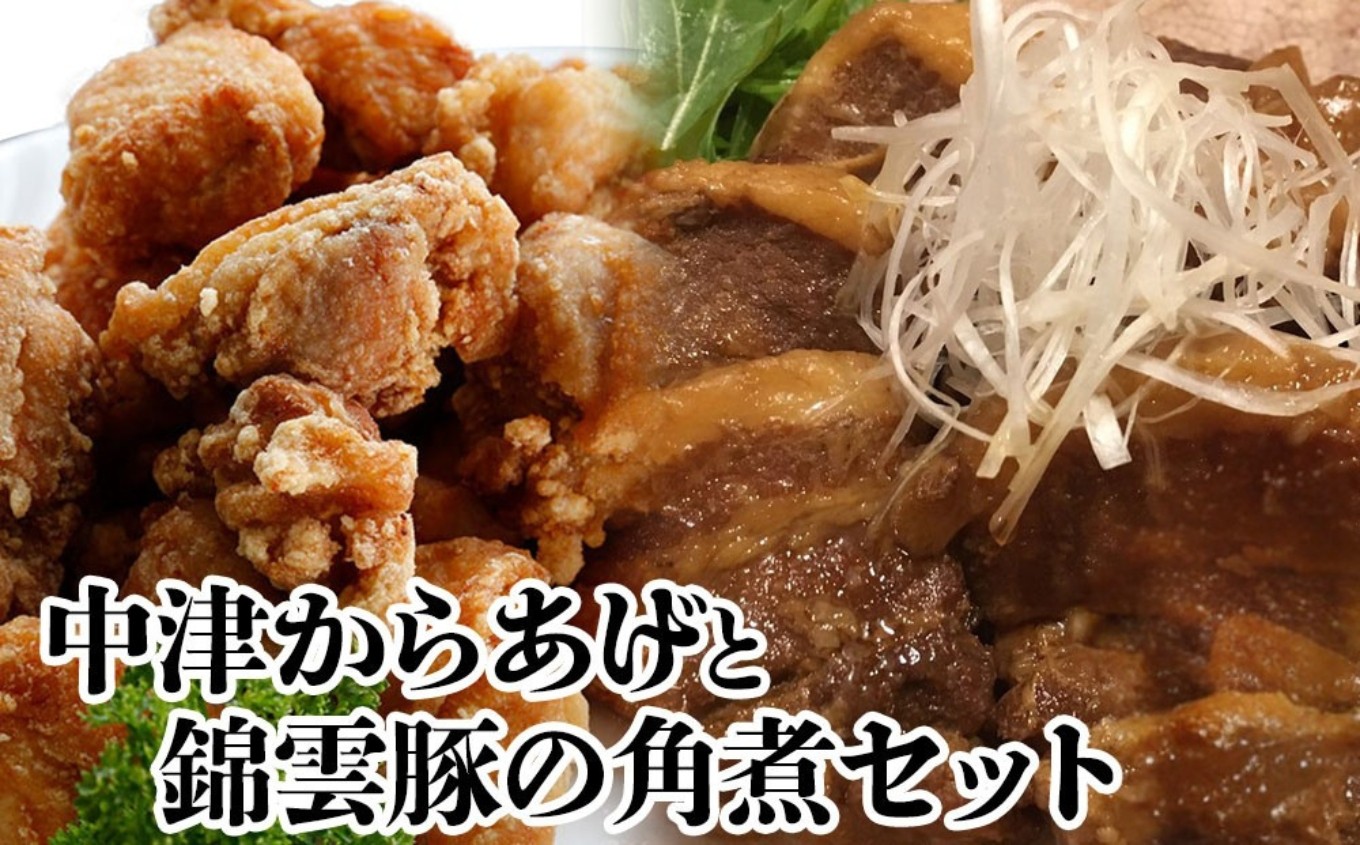 
            中津からあげ錦雲豚角煮セット | もり山の中津からあげ(調理済)・錦雲豚うまとろ角煮 中津からあげ 唐揚げ からあげ から揚げ レンジ 冷凍 冷凍食品 弁当 おかず お惣菜 おつまみ 大分県 中津市 可
          