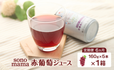 《 定期便 6ヵ月 》 赤葡萄ジュース「sonomama」（160g×5本）×1箱 ぶどう ブドウ ジュース ぶどうジュース 飲料