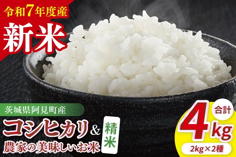 
            【10月中旬から発送】【先行予約】【令和7年産新米】阿見町産　精米　食べ比べ　（コシヒカリ　美味しいお米）　各2kg【お米 米 こしひかり ごはん 食べ比べ 茨城県】（85-64）
          