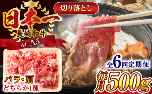 【全6回定期便】【A4～A5】長崎和牛切り落とし　500g【株式会社 MEAT PLUS】 [QBS046]