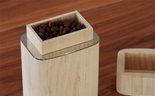 
KIRI Coffee Canister（100g）【木地】《サイズ：100×70×150（mm）》コーヒーキャニスター 紅茶 ほうじ茶 木製保存容器 桐 加茂市 朝倉家具
