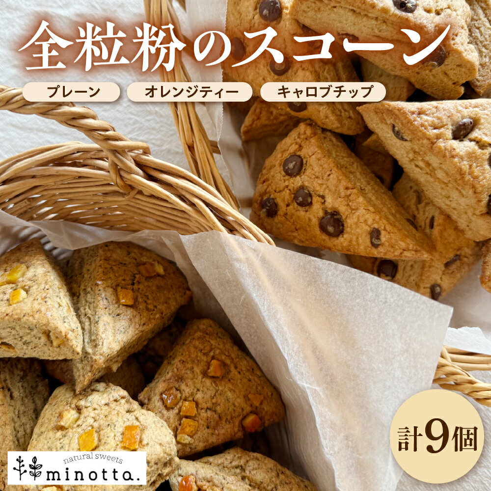 【ふるさと納税】全粒粉のスコーン詰合せ ( 卵・乳・白砂糖不使用 ) 9個 | スコーン お菓子 洋菓子 おやつ デザート 焼き菓子 常温 食べ比べ 手作り ギフト プレゼント セット 人気 おすすめ 送料無料 能登 石川県 輪島市