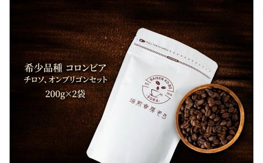 【粉】＼焙煎当日に発送／希少品種 チロソ × オンブリゴン 計400g 200g×2袋 コロンビア産 自家焙煎 コーヒー豆 コーヒー粉 豆 粉 コーヒー 珈琲 coffee コーヒーギフト 飲み比べ セット 挽き立て 高級 プレゼント ギフト 贈り物 焙煎幸房”そら” 岐阜県 大垣市