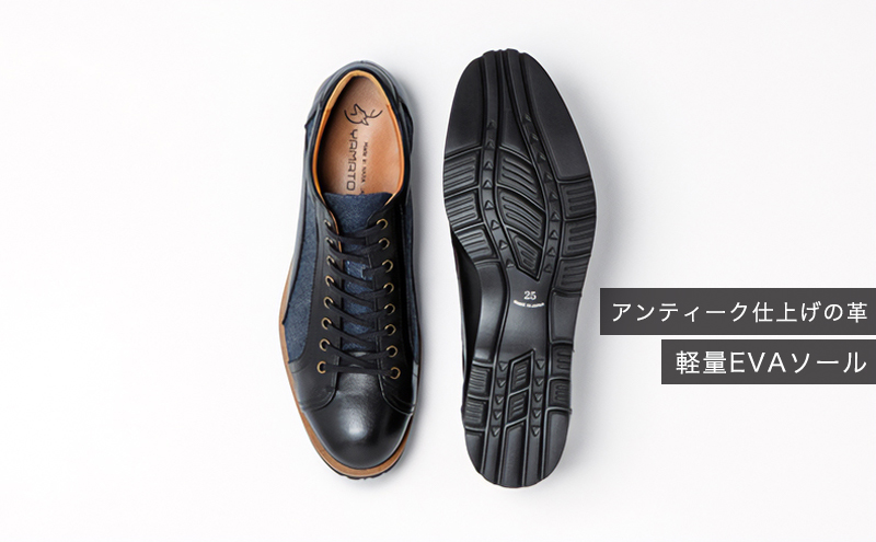 倭イズム ( ヤマトイズム ) 牛革 デニム シューズ 紳士靴 YA3310 （ ブラック ） 24.5cm