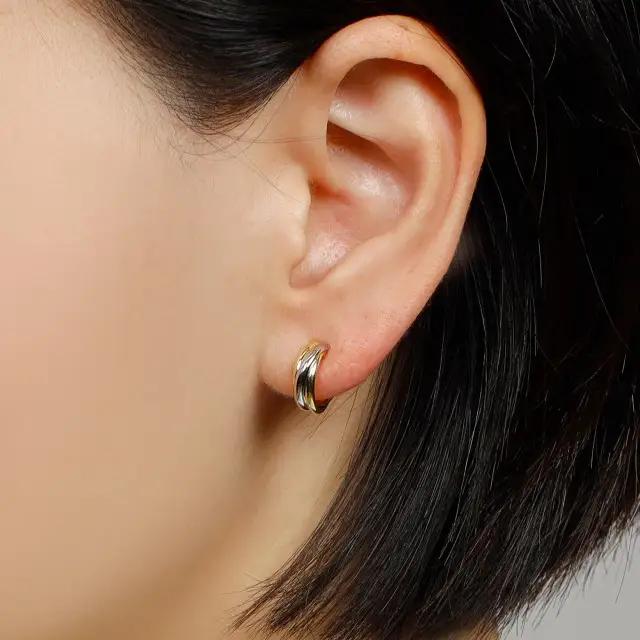 K18/Pt900 コンビ フープイヤリング medium /a0561mteg