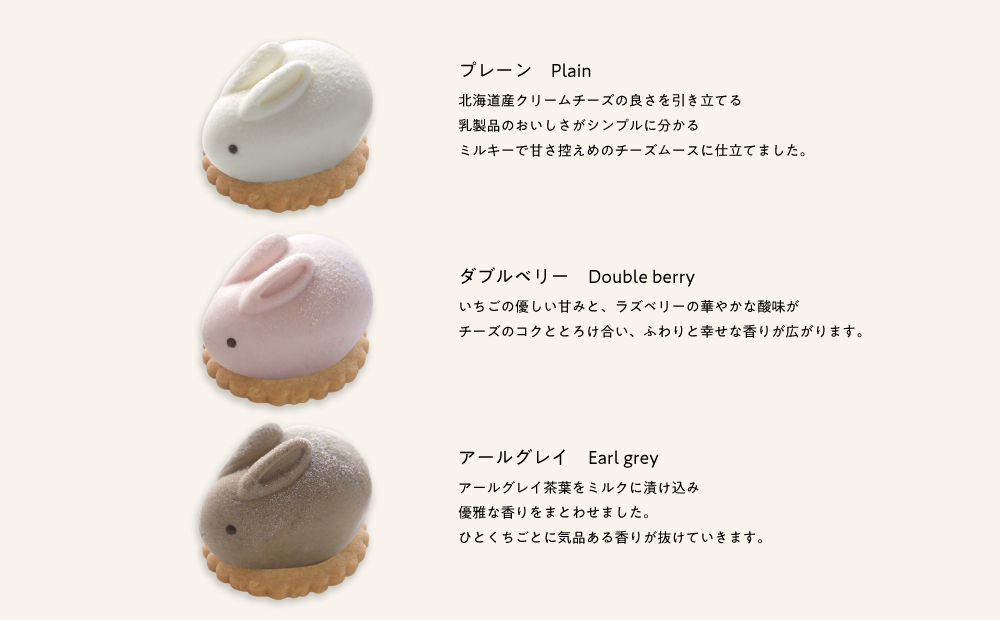 MOTCH うさもっち 6個ボックス [プレーン、ダブルベリー、アールグレイ各2個] 新食感 もちもち 可愛い おしゃれ うさぎ スイーツ 和洋菓子 洋菓子  チーズケーキ ギフト 贈り物 取り寄せ