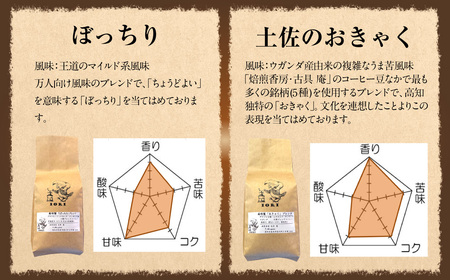 【焙煎香房オリジナル限定】 りぐっちゅう ブレンドコーヒー 200g×2種 各1袋セット 「ぼっちり」ブレンド 「土佐のおきゃく」ブレンド コーヒー豆 コーヒー 珈琲 常温