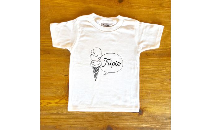 3人兄弟姉妹でおそろい/アイスクリーム Sigle×Double×Triple プリント/ Tシャツ3枚組ギフトセット【出産祝い・誕生日・ギフト・プレゼント】（80cm×130cm×140cm）