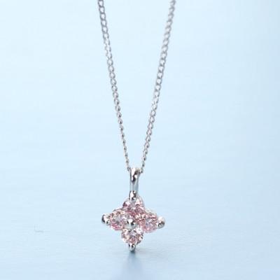 ふるさと納税 大津市 【プラチナ900 ラボピンクダイヤモンドネックレス】0.132ct 静かに神秘的に咲く花 ペンダント