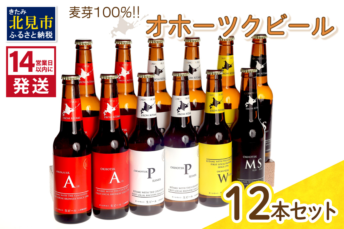 《14営業日以内に発送》オホーツクビール 12本セット ( 飲料 お酒 クラフトビール モルトビール 瓶ビール 贈答 お中元 お歳暮 お祝い プレゼント 熨斗 のし )【028-0031】