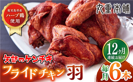 【全12回定期便】矢部のケンチキ フライドチキン 羽 6本 ( 1本あたり約230g?約260g ) 熊本 山都町 鶏肉 チキン クリスマス パーティ【有限会社 丸重ミート】[YAK050]