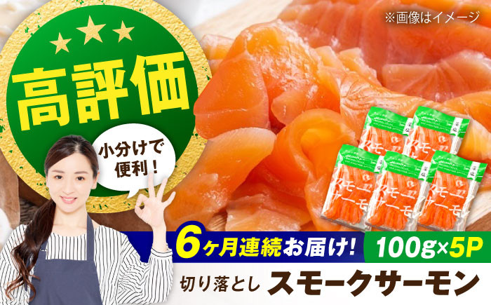 
            【定期便】スモークサーモン （切り落とし）100ｇ×5パック×6回　滋賀県長浜市/株式会社中村屋 [AQAJ021]
          