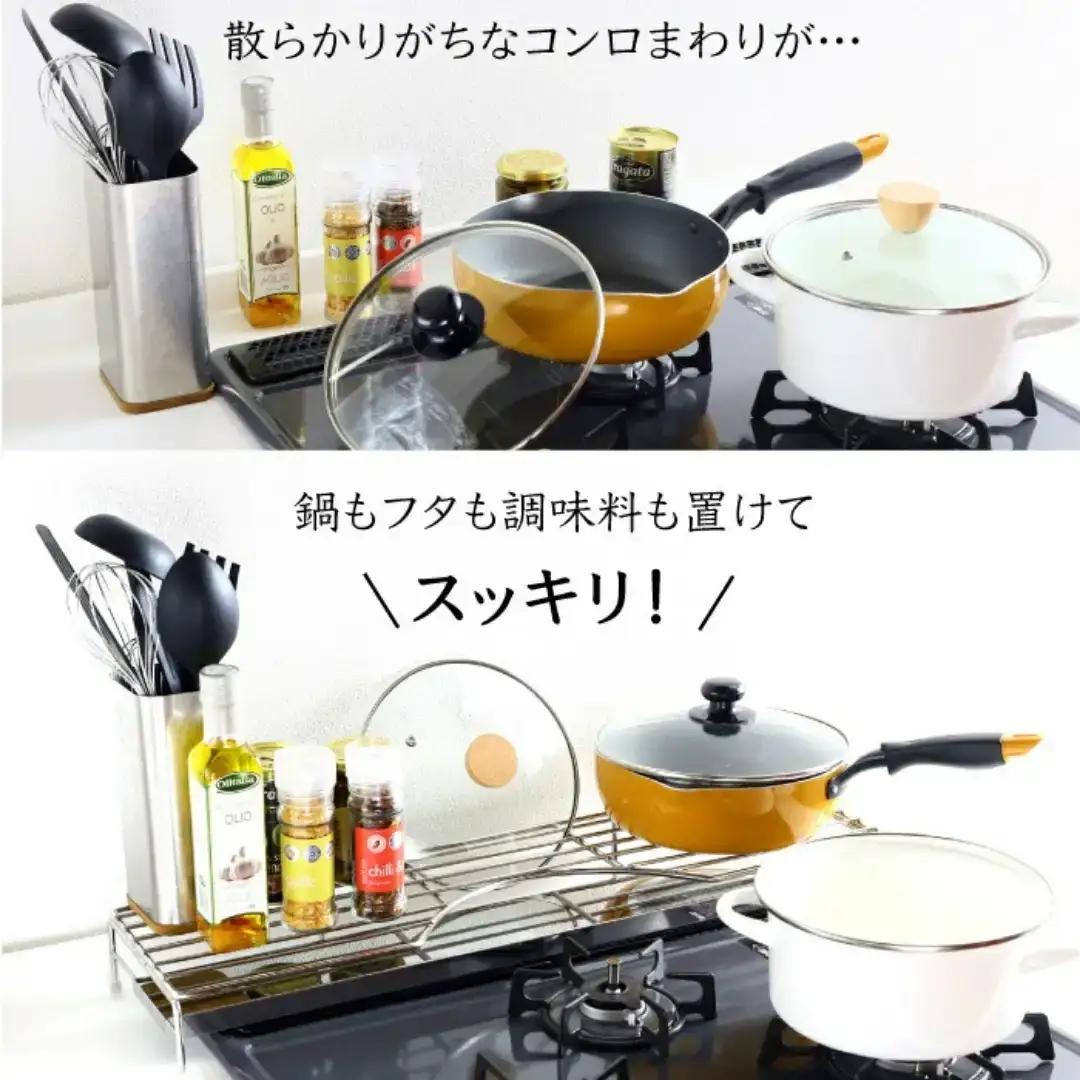 排気口カバー付コンロ奥ラック65 キッチンラック 燕三条製 [川口工器]