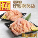 【ふるさと納税】【レビューキャンペーン対象】宮崎県産若鶏ささみ 1kg×5パック - 国産 鶏肉 ササミ肉 低カロリー/高たんぱく ヘルシー 健康志向 さっぱり 筋トレ 体づくり 真空パック 冷凍 脂身が苦手な方に サラダチキン/棒々鶏 スピード配送便 送料無料 【宮崎県木城町】