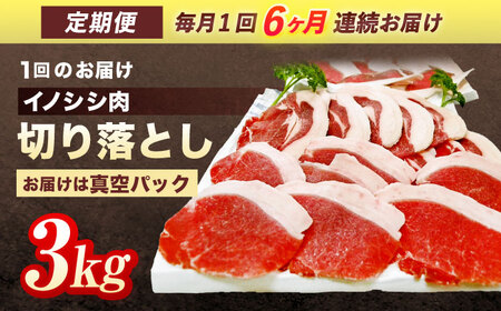 【6回定期便】天然イノシシ肉 切り落とし3kg（ぼたん鍋・煮込料理・野菜炒め用等） / ジビエ 猪肉 いのしし肉 ジビエ肉 肉じゃが用肉 イノシシ いのしし焼肉 長崎ジビエ 猪 ぼたん鍋 鍋肉 猪鍋 