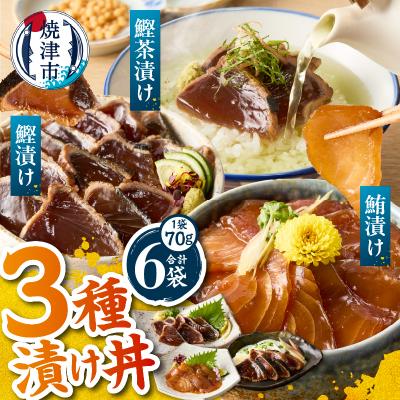ふるさと納税 焼津市 カツオ 漬け 丼 マグロ 漬け 丼 カツオ 茶漬けの素 3種 詰め合わせ 計6P(a07-173)