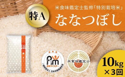 【北海道　農家直送！米食味鑑定士 三ツ星お米マイスター 栽培 監修　定期便】舟山農産　特別栽培米ななつぼし　令和7年産新米　10kg×3回コース