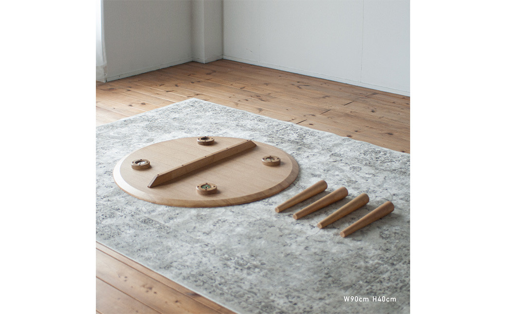 オーク材のラウンドローテーブル【3サイズ 70cm/80cm/90cm】