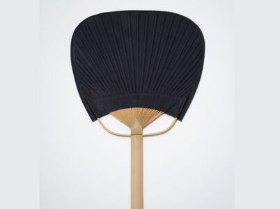 徳島で染め上げた革製品【泥染】leather fan（革のうちわ）
